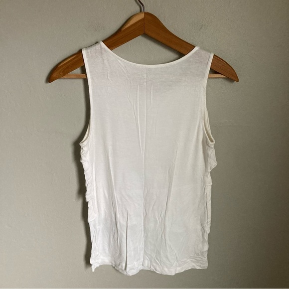 Loft White Ruffle Tank Top Size Small Petite - Picture 3 of 3